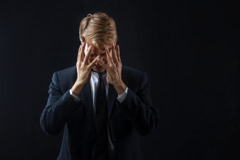 Depressed Businessman. Depressed And Confused, Work Problems And